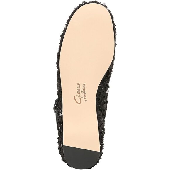 Circus NY by Sam Edelman Women's Black Shearling Fabric Cross Strap Ballet Flat - Picture 3 of 6